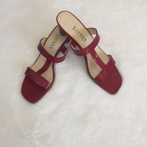 Ralph Lauren Leather Slip on Sandals Red size 71/2